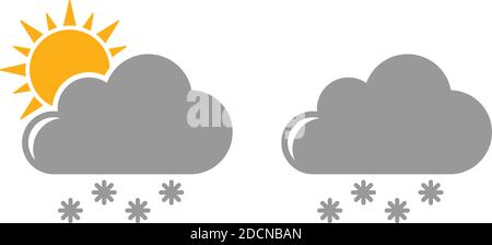 Snow cloud frost symbol for snowy and cold weather flat design vector icon Stock Vector