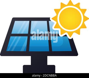 Solar energy panel with sun colorful vector icon Stock Vector