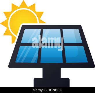 Solar energy panel with sun colorful vector illustration icon Stock Vector