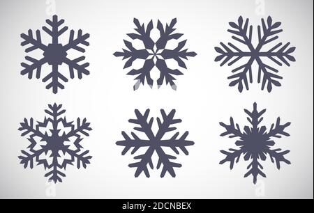 Collection of winter snowflakes icon vector illustration set Stock Vector
