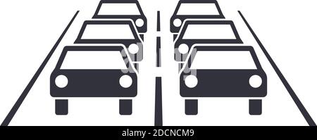 Traffic jam on two lane road flat design symbol style Stock Vector