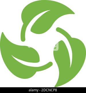Green eco symbol icon with three green leaves Stock Vector