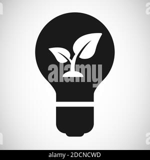 Light bulb icon with seedling leaves eco symbol Stock Vector