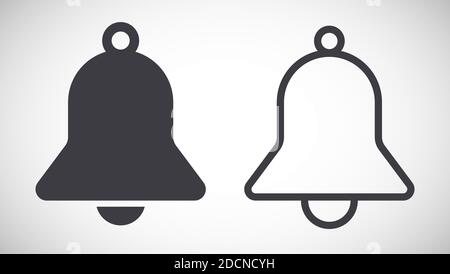 Bell icon symbol grey flat and line art vector illustration pictogram Stock Vector