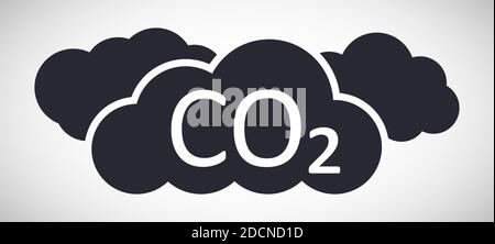 CO2 emission icon with clouds flat symbol Stock Vector