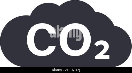 CO2 emission icon with cloud flat symbol Stock Vector