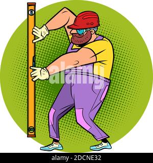 Builder with meter level Stock Vector