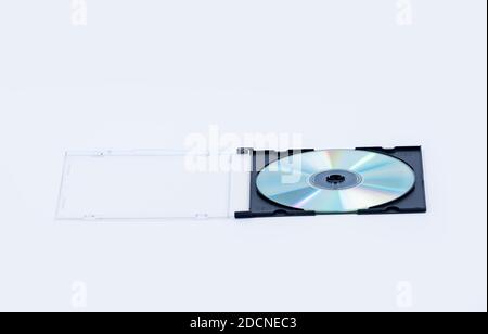Compact disc, CD inside its plastic case isolated on white background Stock Photo