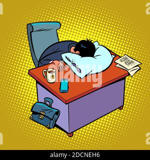 Tired businessman sleeps in the office Stock Vector