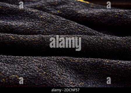 black color terry cloth towel texture. black color terry towel. black fabric Stock Photo