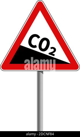 CO2 emission reduction sign green triangular shape vector illustration Stock Vector