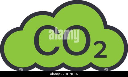 CO2 icon with cloud green eco emission symbol Stock Vector