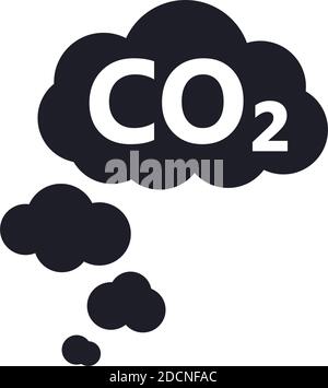 CO2 with clouds icon eco emission symbol flat design Stock Vector