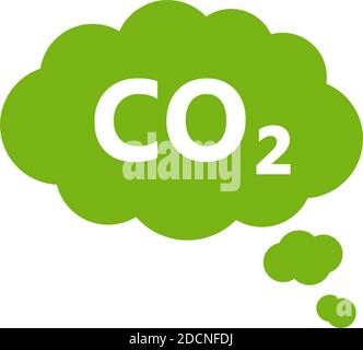 CO2 emission icon with cloud green flat symbol Stock Vector