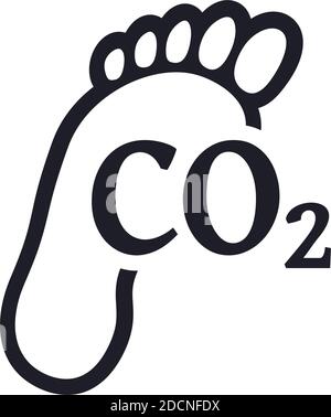 CO2 foot symbol ecological footprint outline icon vector illustration Stock Vector