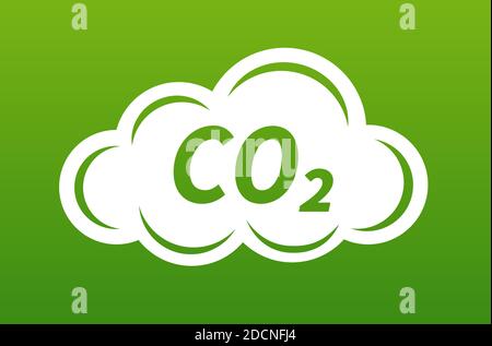 CO2 pollution symbol with cloud shape flat symbol Stock Vector