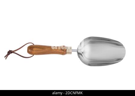 Small garden shovel isolated on a white background . Garden trowel Stock Photo