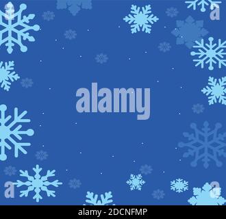 Snowflakes on blue sky - Christmas seamless background Stock Vector