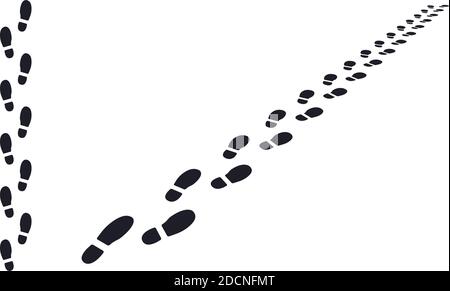 Human shoe sole footprint point of view footpath silhouettes vector illustration Stock Vector