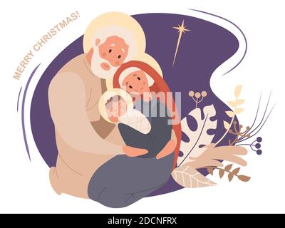 Merry Christmas. The birth of the baby Savior Jesus Christ. Virgin Mary ...