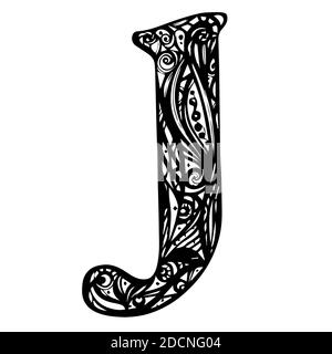 letter J flower ornament. Vector logo. Monogram alphabet