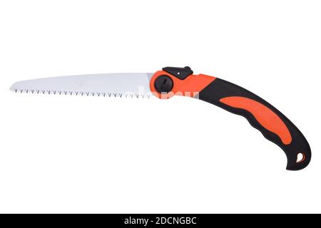 Hand saw isolated on a white background.  Gardening saw Stock Photo