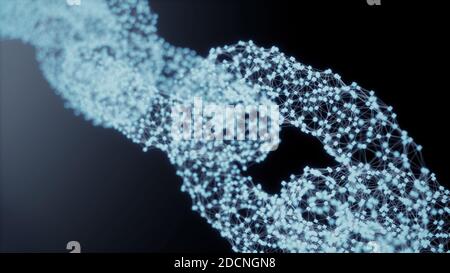 Blockchain link network technology concept. Block chain digital illuminated shape. Big data node base concept. Low poly design glowing three dimension Stock Photo