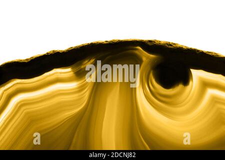 Abstract background, gold toned agate slice mineral, color of the year 2021: fortuna gold Stock Photo