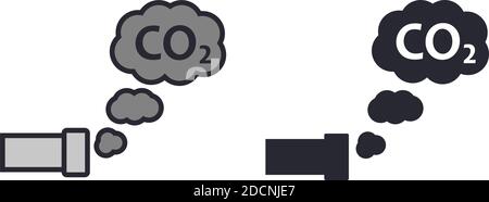 Car exhaust with CO2 pollution cloud icon or symbol vector illustration Stock Vector