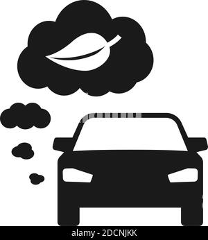 Fuel economy automobiles hybrid car with exhaust cloud icon vector illustration Stock Vector