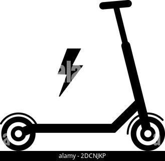 Electric scooter with power symbol grey vector illustration icon Stock Vector