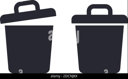 Trashcan garbage icon or symbol flat design icon vector illustration Stock Vector