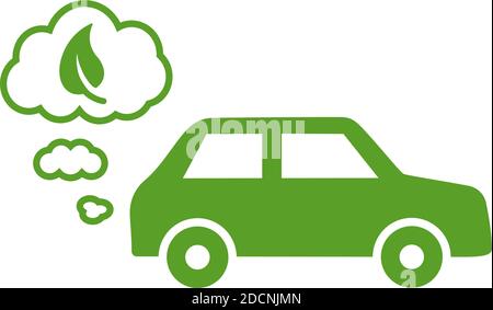 Fuel economy automobiles hybrid car with exhaust cloud eco icon vector illustration Stock Vector
