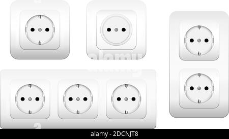 Outlet socket type f double and tripple outlet sockets 3d vector illustration icon Stock Vector