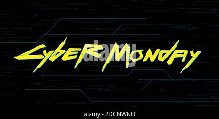 Cyber Monday Sale banner template. Dark background with white text Cyber Monday Sale. Vector illustration Stock Vector