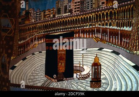 Dubai UAE Prayer Mat with image of the Kaaba Stock Photo