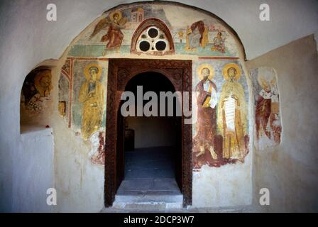 Trodos Mountains Cyprus Kykko Monastery Walls With Murals Stock Photo