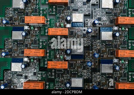 close-up view with large motherboard detail Stock Photo