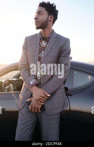 African American business Man At Sunset Stock Photo