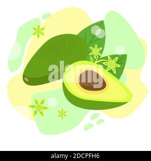 Fruit avocado. Healthy food. Flat design. Stock Vector