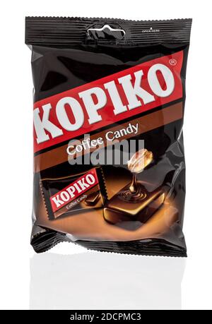 Winneconne, WI -27 October 2020:  A package of Kopiko coffee candy on an isolated background. Stock Photo