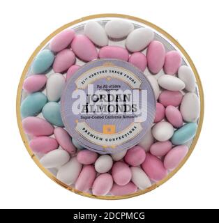 Winneconne, WI -27 October 2020:  A package of Jordan almonds on an isolated background. Stock Photo