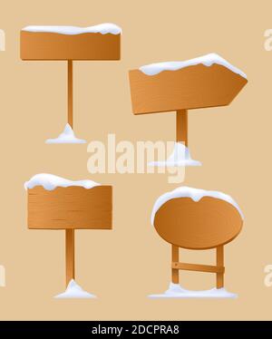 set of wooden road signs Stock Vector