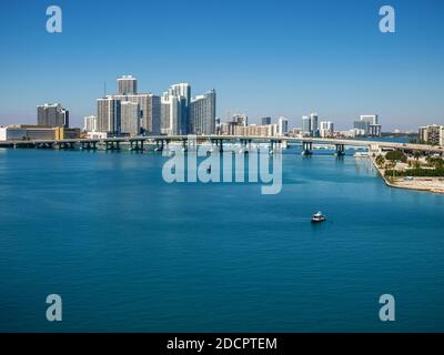 Miami seen from the ocean, FL, US Stock Photo