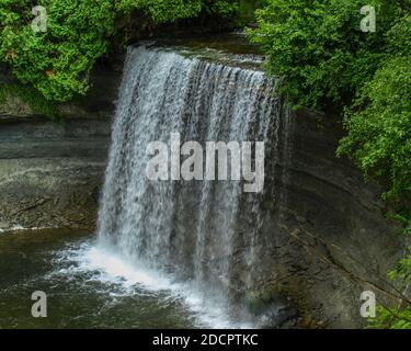 Bridal veil falls, a great attraction - Manitoulin Island, ON, Canada Stock Photo