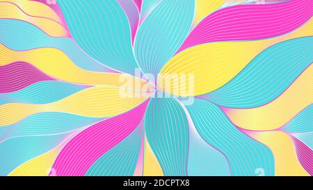 Vector multicolored pattern from wavy lines. Hand drawn abstract lines art. Stock Vector