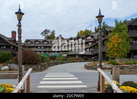 Trapp Family Lodge – an upscale mountain resort featuring Austrian-inspired architecture and European-style accommodations, in Stowe, Vermont, USA. Stock Photo