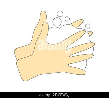 Washing hands vector illustration. Hand wash flat style colorful icon isolated Stock Vector