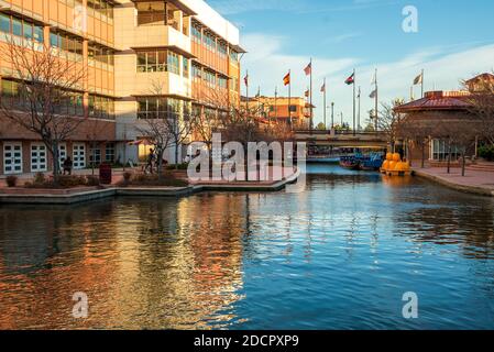 Scenic view of Historic Arkansas Riverwalk in Pueblo, Colorado Stock Photo