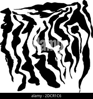 Vector illustration zebra print pattern. White and black hand drawn background. Stock Vector